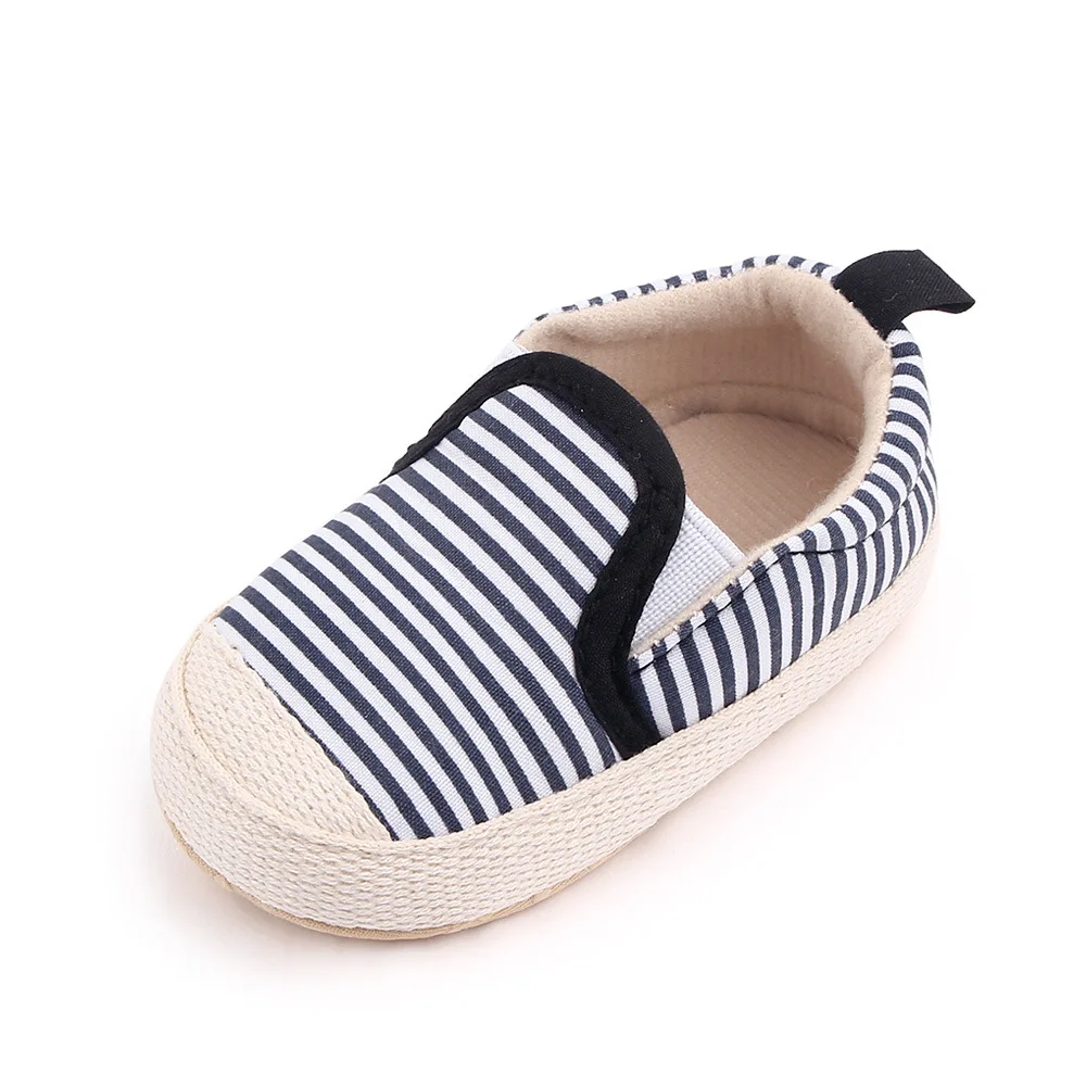 Spring and Autumn Baby Boys Solid Color Striped Soft Soled Peas Infants Toddler Shoes manufacture