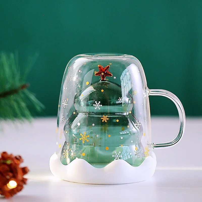 Eco Friendly Christmas styling with lids tumbler cups insulated cup double glass cup