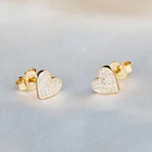 Silver Earring 925 Silver Jewelry Fashion Zirconia Minimalist 18k Gold Zircon Heart Hoop Earring