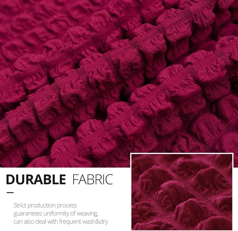 3D Seersuck Fabric for Sofa Cover Elastic Stretch Bubble Fabric Solid Colors for Sofa Slipcover Stain Resistant