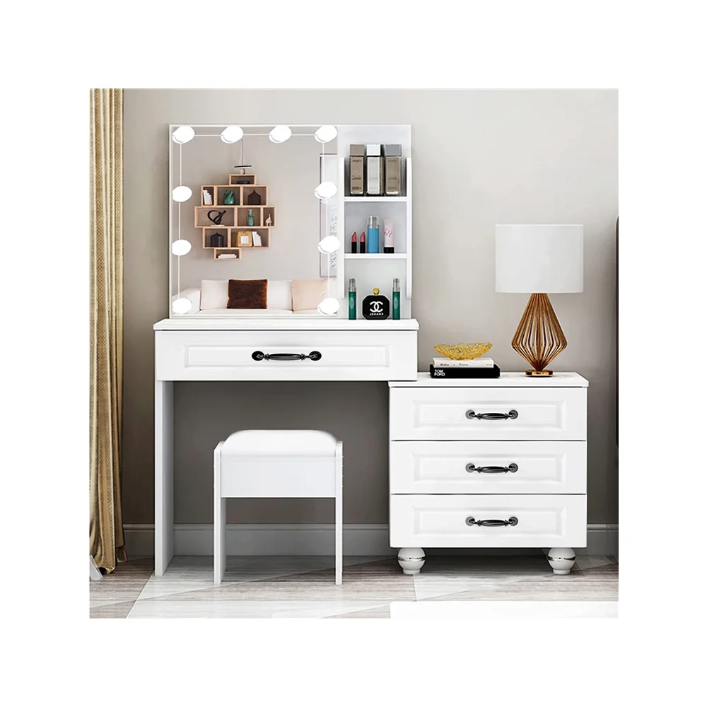 vanity with mirror and drawers