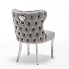 Metal Dining Chair Luxury Fabric Tufted Back Stainless Steel Metal Dining Chair With Back Knocker