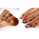 Natural Set Set/ Teak Wood Utensils Set Natural Set Of 6 Durable Teak Wooden Kitchen Cooking Ware Utensil Set/