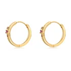 Hoop Earrings Ruby Earrings Gemnel 925 Sterling Silver Thin Hoop Earrings Custom Name Gold Plated Hoop Ruby Huggie Earrings
