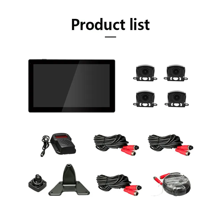 product wemaer 1036 inch forklift excavator vehicle truck camera 4ch bsd adas quad split monitor with sound and light alarm optional-11