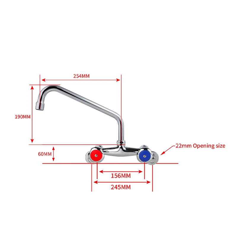 Modern Wall Mounted Kitchen Faucet Dual Switching Handle & Flexible Spout Brass Material Valve Core Basin Faucets details