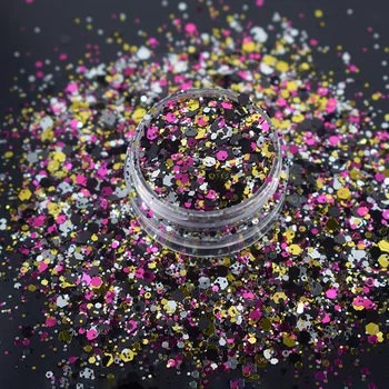 1Kg Black Gold Cosmetic Nails Art Craft Face Body Paint Mix Glitters Festival Halloween Chunky Glitter