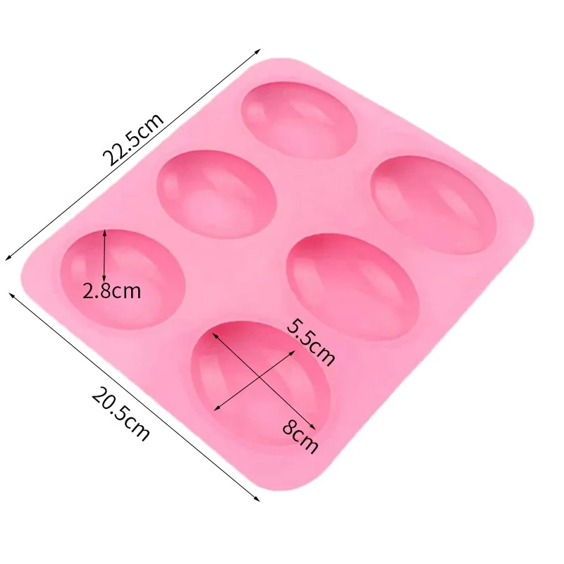 Round Moulds Silicone Rubber 6 hole Oval Egg Shape Easter Silicone Cake Mold Soap chocolate Candy Mold Cake Decoration Tool