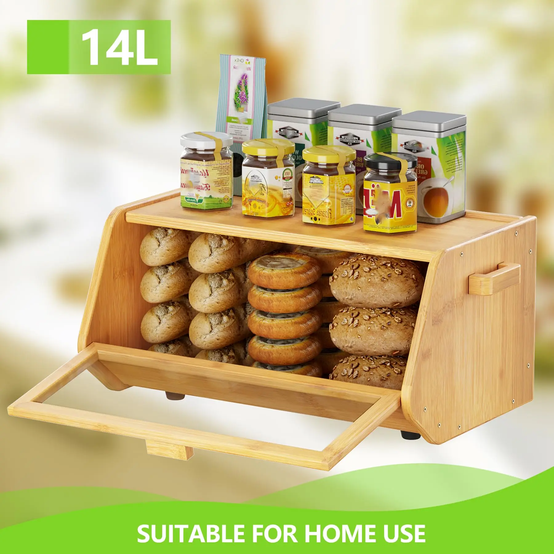 product large capacity bread box bamboo box kitchen cabinet organizer bread storage container home products for kitchen countertop-7