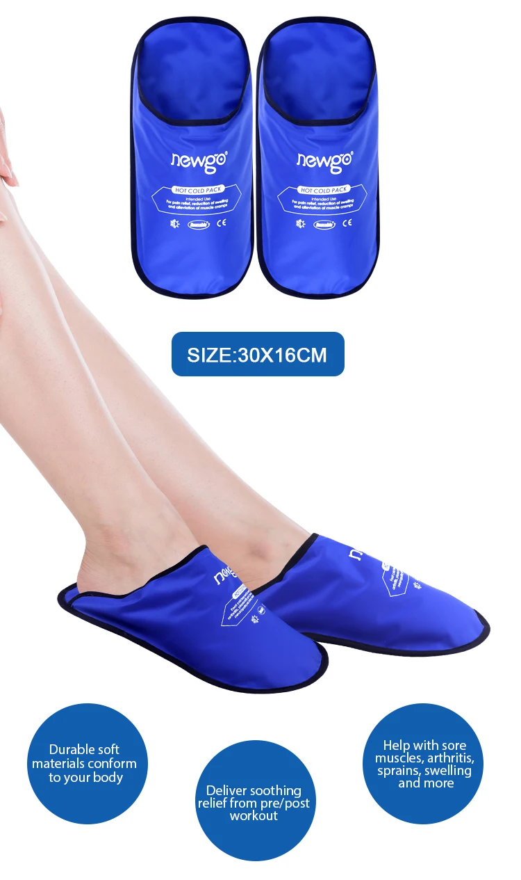 Reusable Feet Gel Ice Pack Slippers Hot Cold Therapy Gel Ice Slippers