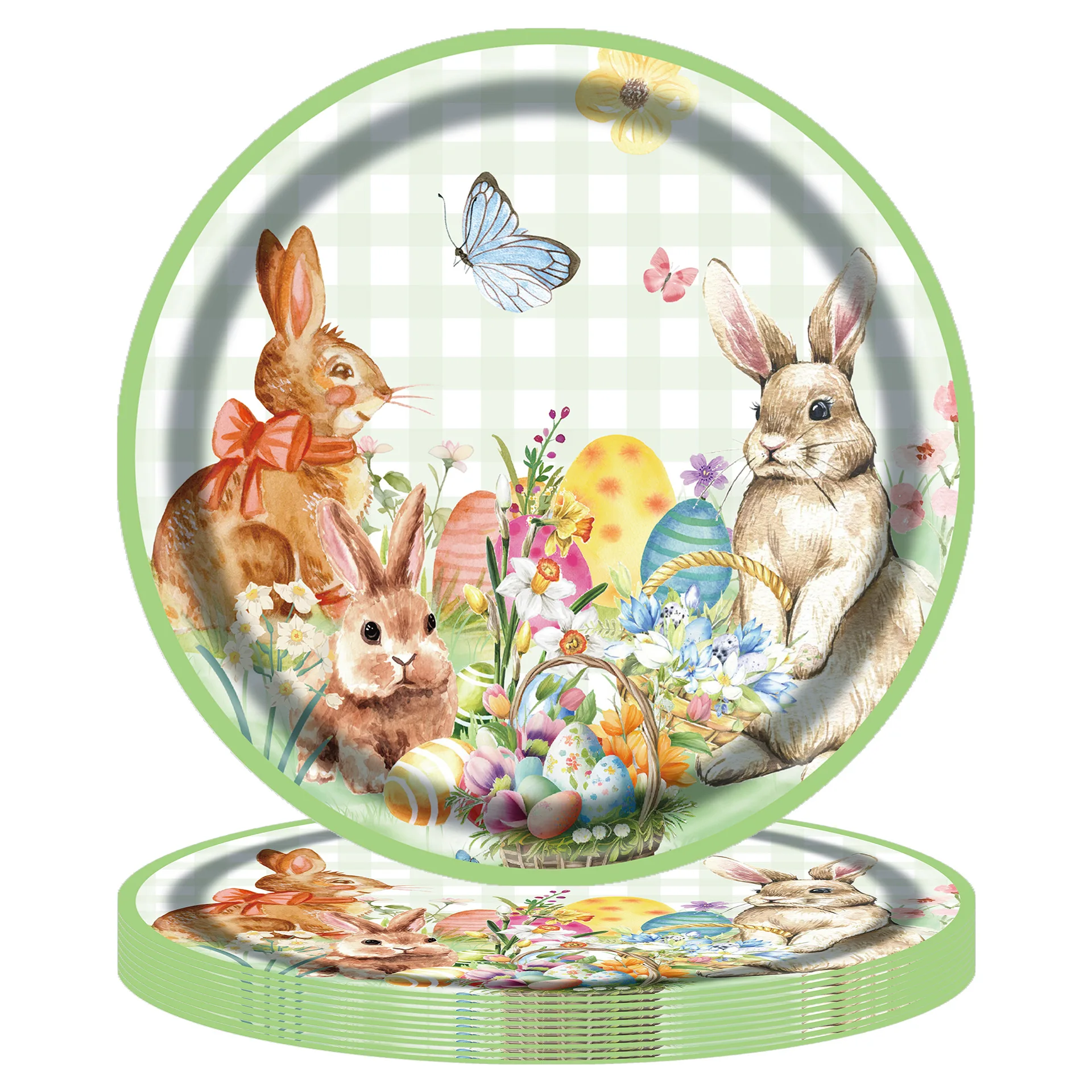 Animal Party Decoration custom Rabbit print birthday party disposable paper plates and cups set