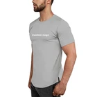 2021 Muscle Fit Curve Hem Tee With Split Hem Gym Fitness Men T Shirts Custom Printing