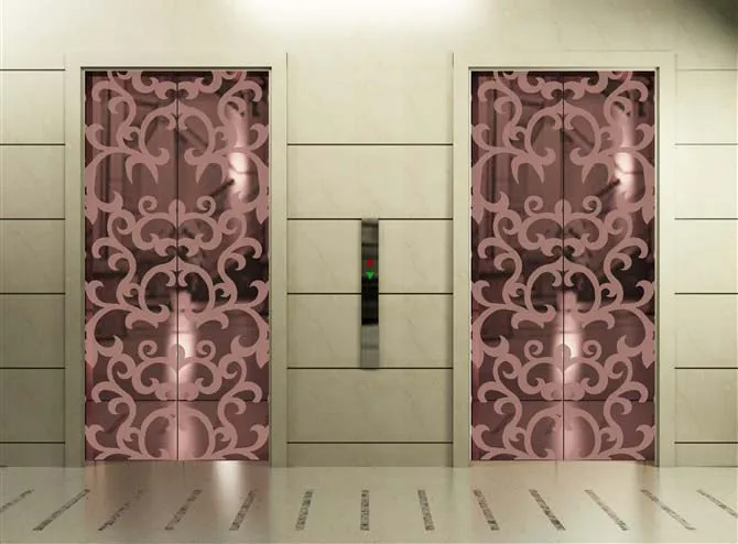 SUS 304 Spiegel 8k Farbe geätzte Edelstahlplatte Wandverkleidung Decken Aufzug Tür 2