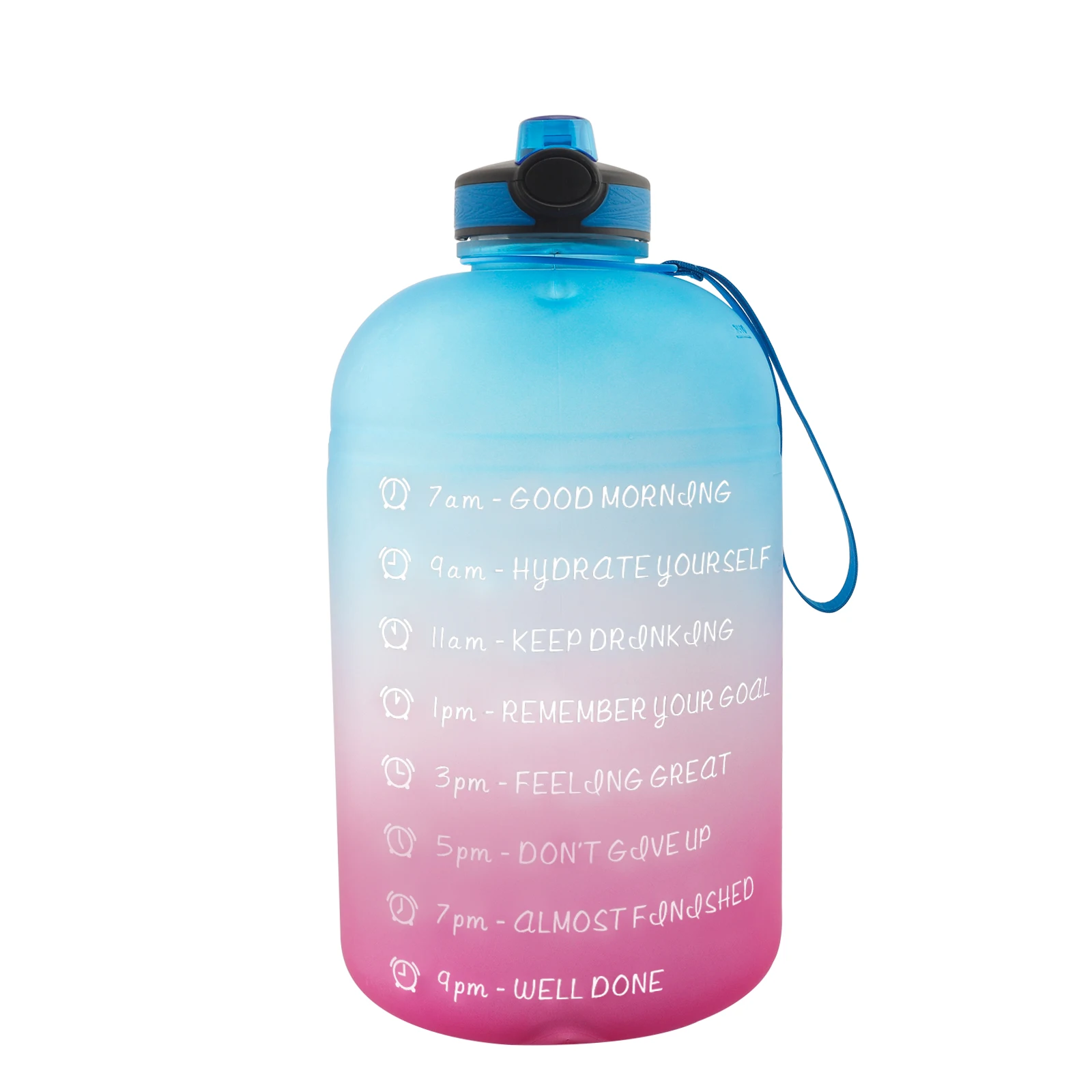 Water Bottle with Straw & Time Marker 1 Gallon BPA Free Sport Drinking Bottle Leak Proof Daily Water Intake Bottle Click Pop Up
