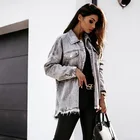 Jacket 2021 Women Newest Casual Style Lady Spring Summer Solid Color Jean Jacket Long Sleeve Denim Coat
