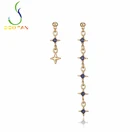 Earring Fashion Dismatch Star Blue CZ Cubic Zirconia Gold Plated Zinc-Copper Alloy Earring For Woman Claw Setting Jewelry