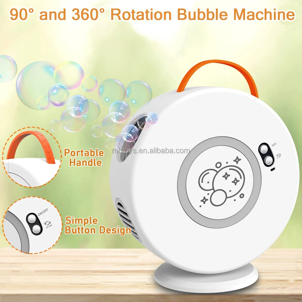 New Arrival Electric Bubble Maker Kids Portable Bubble Machine Chargeable Automatic Bubble Blower Toy with 90/360 Degree Rotated