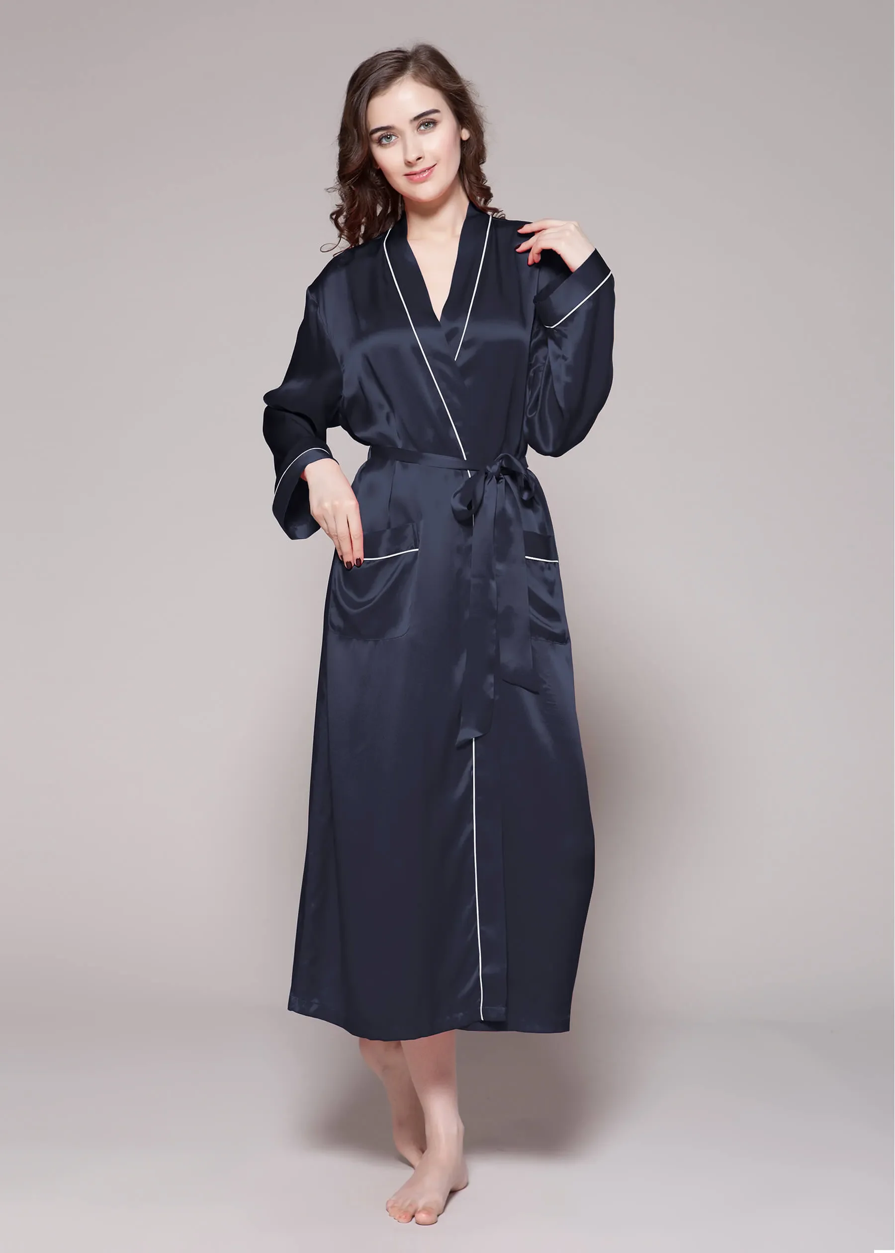 ladies stain night robe long pajamas women sleepwear wholesale korean black silk pajamas suit plus size silk pajama sets