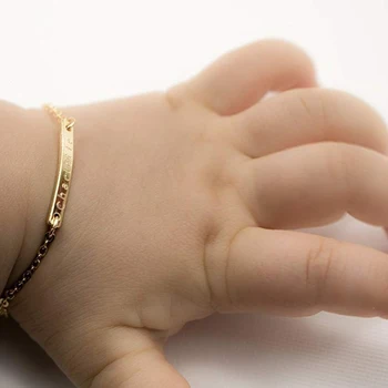 high quality gold plated 925 sterling silver personalized custom name engraved bar charm baby kids bracelet