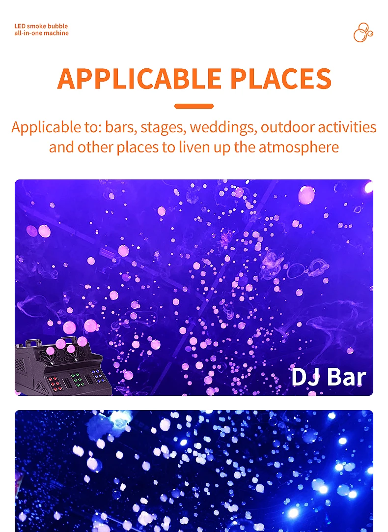 SHTX Professional 1500W Full Color Smoke Bubble Machine for Party Events Wedding with Remote Control LED Fog Bubble Machine