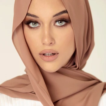 high-end chiffon scarf skin friendly medina silk Hijab shawls for women Muslim Modest plain opaque chiffon shawls