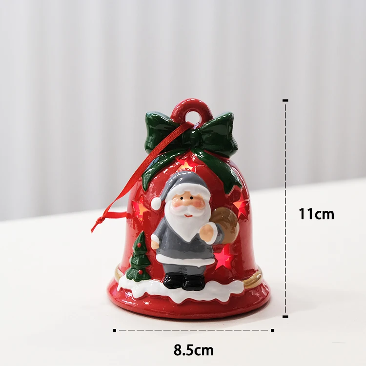 Wholesale small hanging ceramic christmas bells ceramic bell ornament