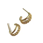 Real Earrings Earringsearrings High Quality Ins French Simple Fashion Style 18K Real Gold Earrings