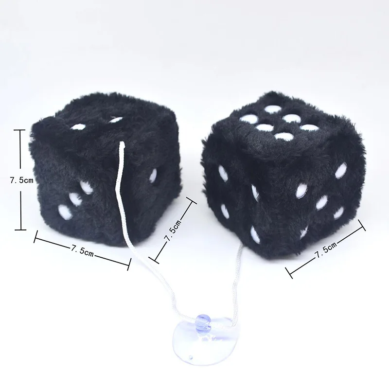 Retro Square Car Hanging Fuzzy Plush Dice Custom Stuffed Dice Plush