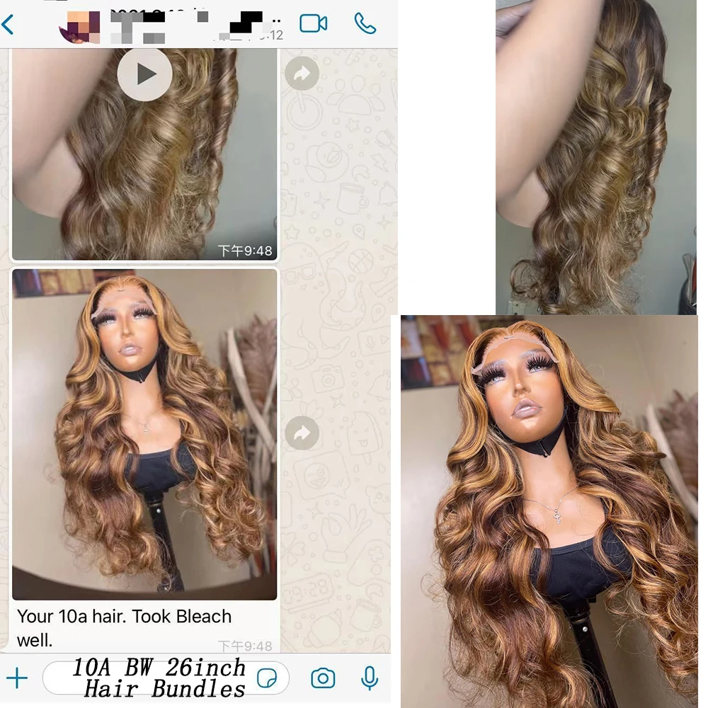 Ready To Ship Ombre Highlight Brown Blonde Wig 200% Density,pineapple Wave Brazilian Wigs Lace Front,100% Raw Human Hair Wigs
