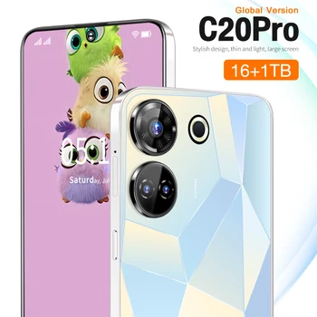 2023 New Galaxy C20Pro Phone 7.3 Inch 16Gb + 1Tb Android Smartphone Android 12.0 Mobile Phones