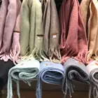 Long Scarf Fashion Women's Solid Color Warm Shawl Winter Long Fringed Shawl Scarf
