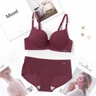 Wholesale Push Up Bra And Panty Wireless 1 Piece Ice Silk Underwear Sets Pink Bra And Panty Set