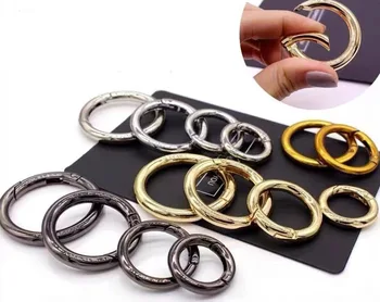 Custom Metal Spring O Rings Gold Plate Ring Circle Snap Clip Hook Spring Buckles Spring Ring Clasp for Bag