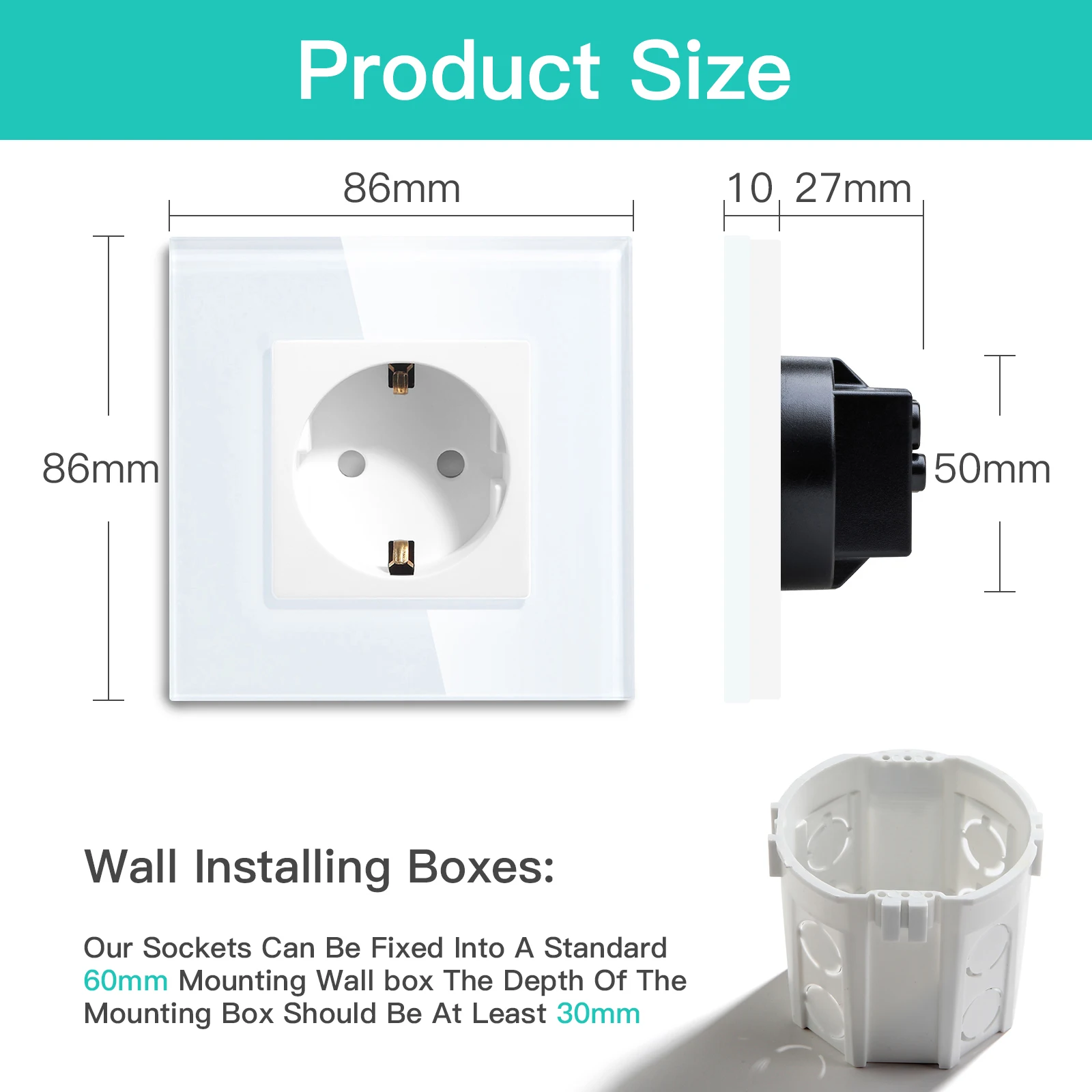 Mvava A European Eu Socket Single Crystal Glass Frame Panel