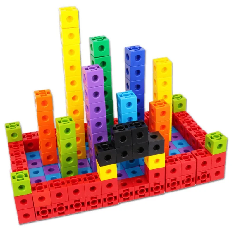 100pcs Kids Linking Snap Math Counting Blocks Cubes Manipulative Math 10 Colors 