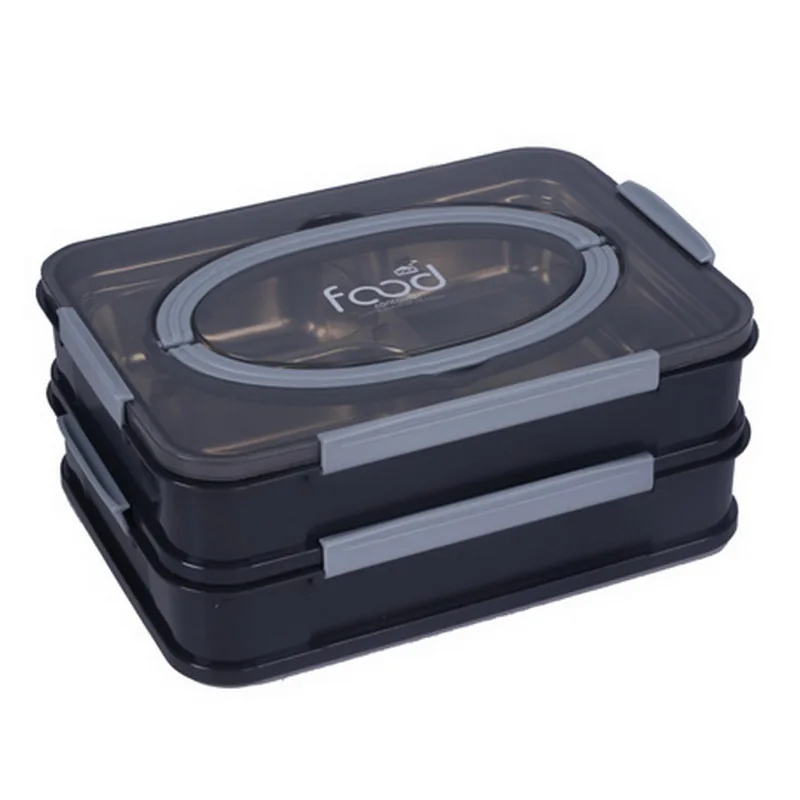 Stackable 2 layers 3 Compartment Adult Insulated Food Packing Container Stainless Bento Kids Box Lunch  Steel Lunch Box