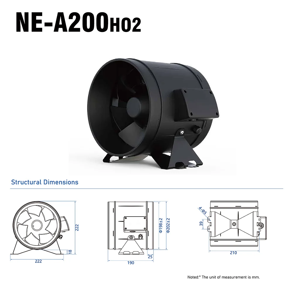 Inline Duct Fan, Waterproof, IP68, Plastic, HVAC - detail 12