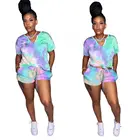 Women Short Set Fashion Casual Women Tracksuit Short Sleeve V Neck Top Short Pants Outfits Skinny 2 Pieces Set