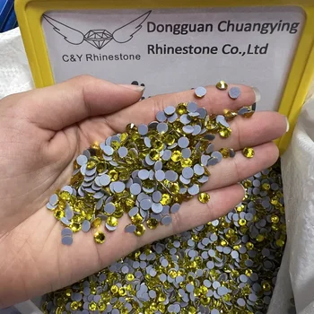 CY High Quality 1440pcs Glass Iron On Rhinestone Crystal Washable glue Back Bulk Hotfix Rhinestones