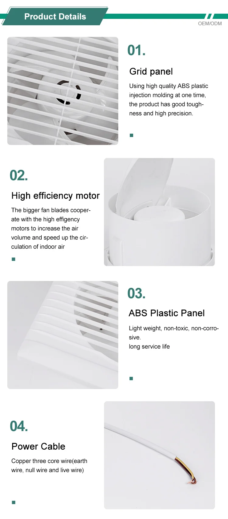 Auto Shutter Exhaustventilating Fan, Plastic, Wall, Axial - detail 10