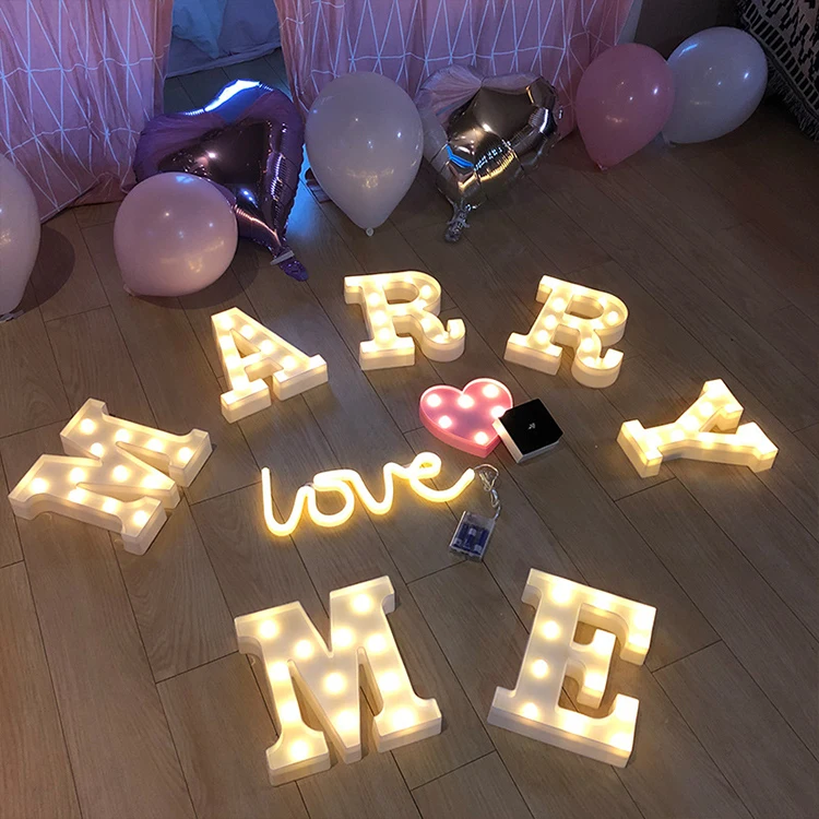 DDA709 Creative Indoor Birthday Wedding Party Decor Luminous 3D LED Marquee Lamp Sign White DIY 26 Alphabet Letter Night Light