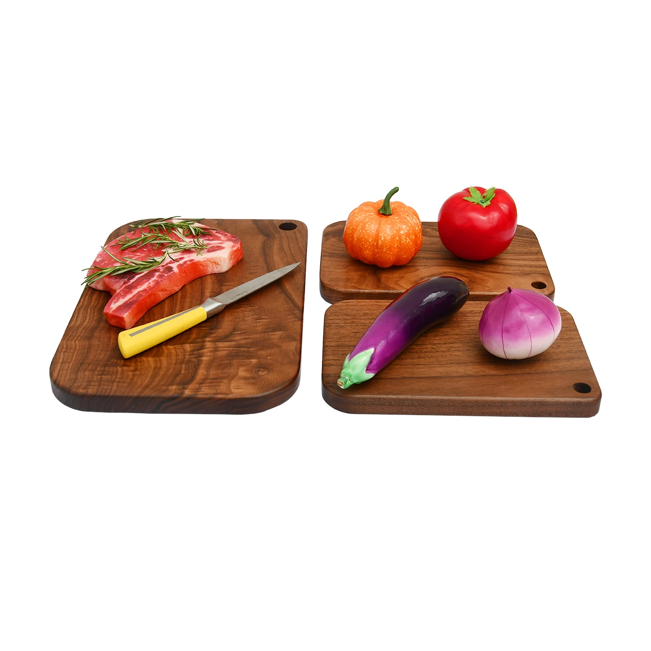 Premium Walnut Wood Cutting Board Set Of 3 With Handles  For Home &Kitchen