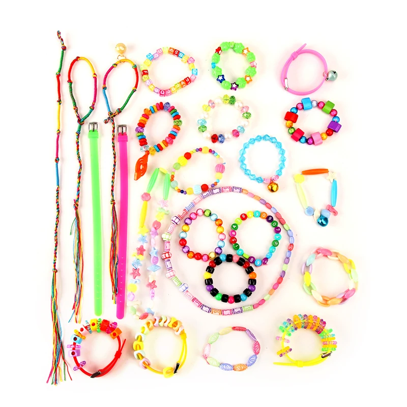 Custom plastic beads handmade bracelets baby girl diy jewelry set  making charms