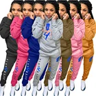 Fashion Hoodies Fashion Print Winter Plus Size 2 Piece Set Hoodies Tracksuit Sweat Suit Women Clothing