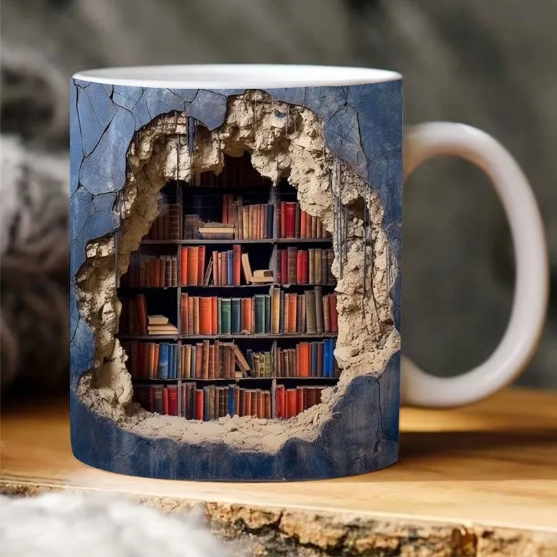 3D Bookshelf Mug Coffee Mugs Creative Space Design Multi-Purpose Ceramic  Creative Ceramic Coffee Mugs