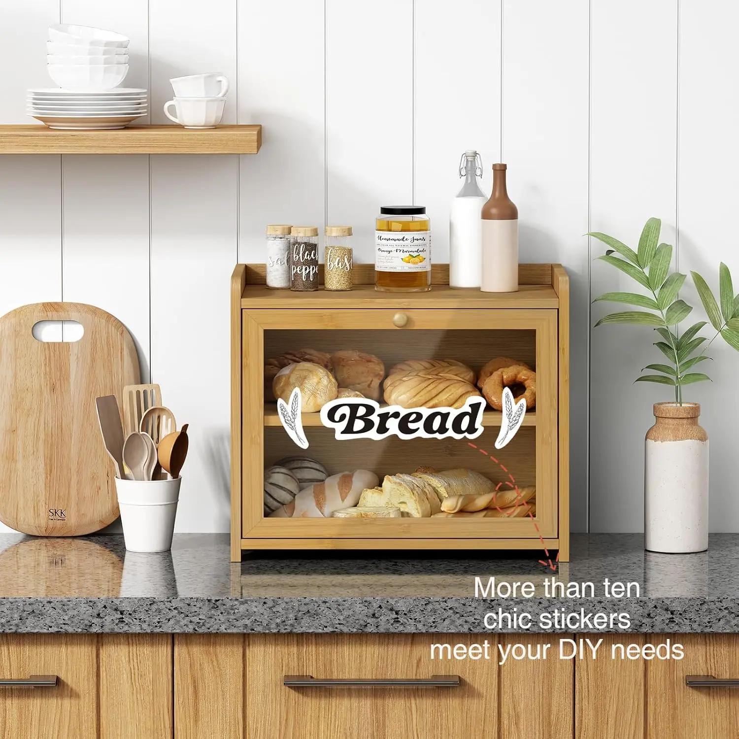 product bamboo bread box vintage wooden kitchen counter organizer storage cabinet for bread coffee spices snacks in bedroom bathroom-9