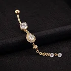Navel Medical Steel Navel Piercing Navel Nail Flash Drop Zircon Navel Ring Belly Dance Jewelry