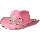 Women Casual Sequins Hat Cowboy Hats Sombrero Panama Cap With Rhinestone Crown