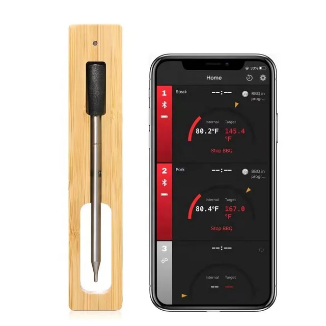 Fast charging BBQ cooking wireless meat thermometer for household