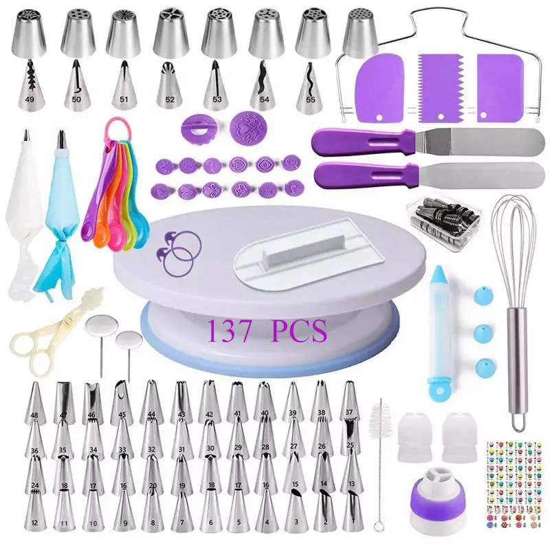 Russian Cake Decorating Supplies Kit Baking Pastry Tools Baking Accessories Cake Tool Sets Hot Sale 137 PCS Silicone Moulds